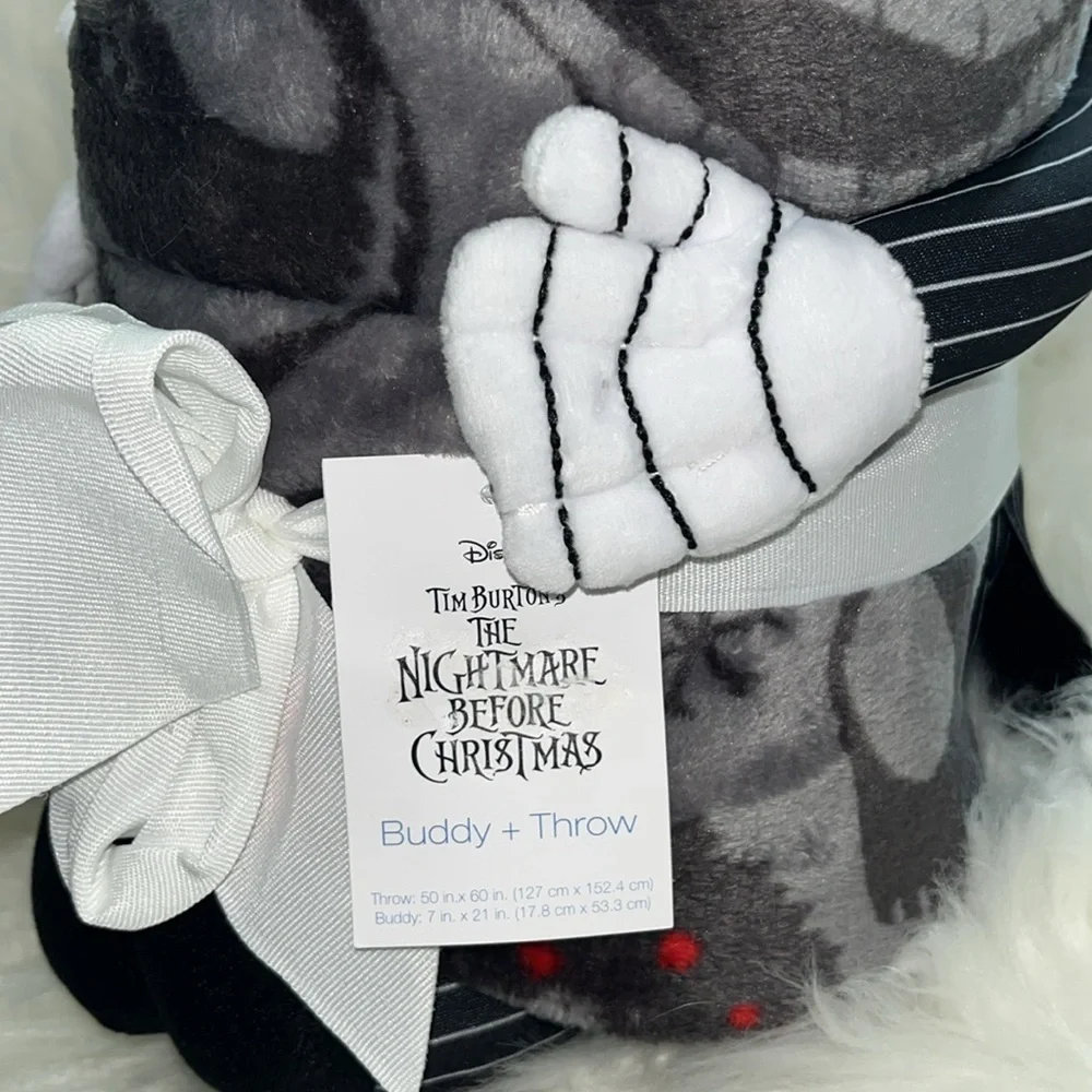 🆕 Nightmare Before Christmas Jack Skellington Plush Doll & Throw Holiday Santa